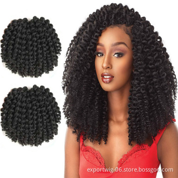 High Quality Wand Curl Crochet Hair Extensions Wand Curling Braid 8 Inch Synthetic Fiber Solid And Mix Color Blonde Bug Black